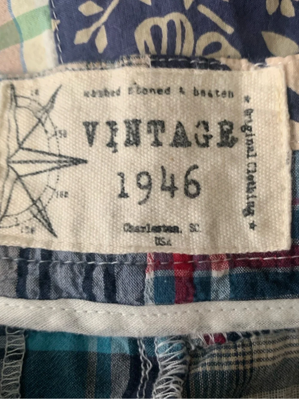 Vintage 1946 Patchwork Plaid Cotton Shorts Size 34